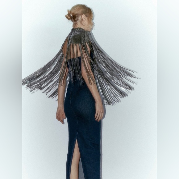 Zara fringe sequin cape / new with tags / sold out item in webpage - Picture 2 of 4